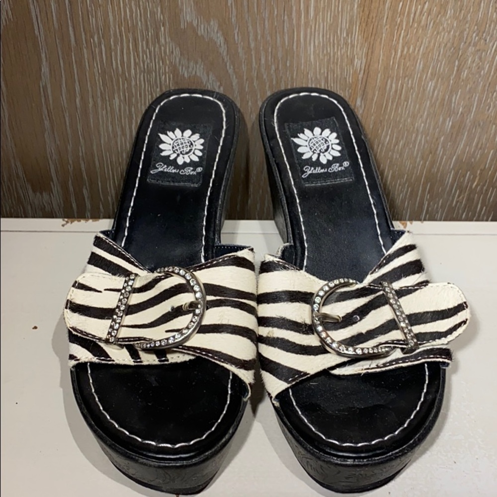 Yellowbox Wedge Zebra Stripe Sandals Size 6